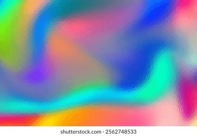 Frosted neon gradient holographic background. Shiny hologram metallic texture, abstract iridescent foil paper effect, colorful rainbow chrome vector backdrop