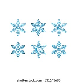 Frosted snowflake set on white background