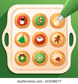 Frosted Sugar Cookies : Cute Christmas Cookies : Vector Illustration