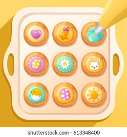 Frosted Sugar Cookies : Cute Easter Cookies : Vector Illustration