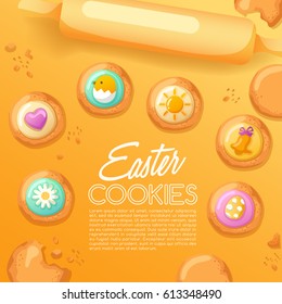 Frosted Sugar Cookies : Cute Easter Cookies : Vector Illustration