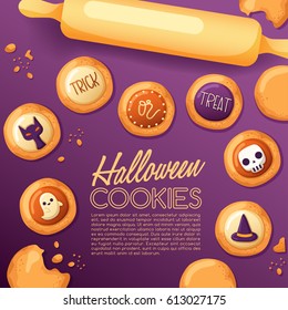 Frosted Sugar Cookies : Cute Halloween Cookies : Vector Illustration