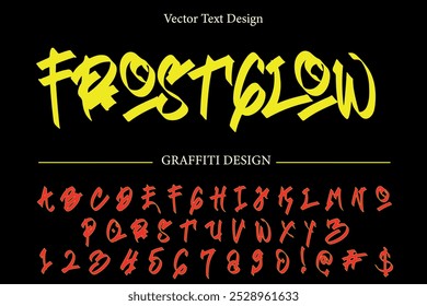 FrostGlow Graffiti Projeto de texto vetorial de fonte, Perfect For logo design, arte de grafite, ilustração vetorial, tipografia, arte de parede e outros projetos. SHOTLISTseason 