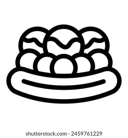 Frosting banana split dessert icon outline vector. Sweet American dish. Ice cream sundae balls