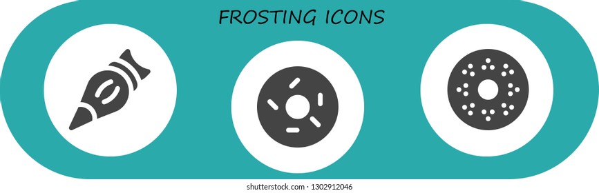  frosting icon set. 3 filled frosting icons.  Simple modern icons about  - Pastry bag, Doughnut