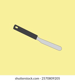 Frosting spatula vector illustration on yellow background. Cream scarper. Cake decorating tool