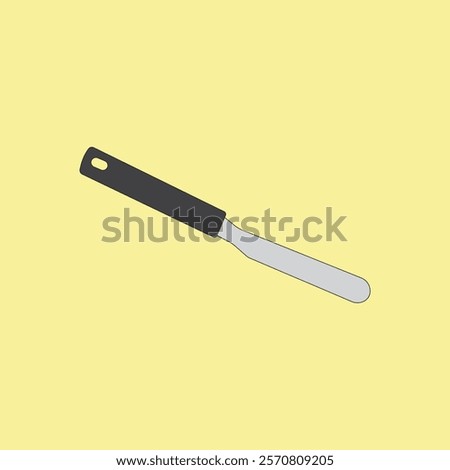 Frosting spatula vector illustration on yellow background. Cream scarper. Cake decorating tool
