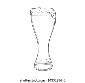 Frosty beer glasses hand drawn style line art Vector illustration
