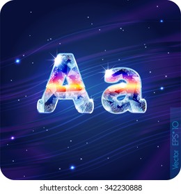 The frosty festive alphabet with the icy patterns. This is an uppercase letter "A" and lowercase "a". eps10.