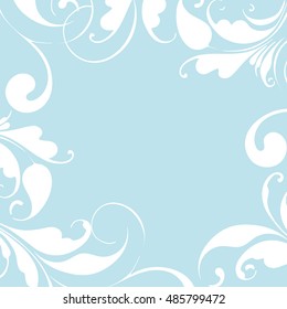 Frosty frame for design card, paper, wrapping and cover.. Flowery pattern.