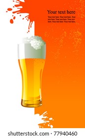 Frosty glass of light beer over grunge background