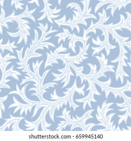 Frosty Glass - Seamless Pattern.
Hand Drawn Vector Background With Intricate Frost Motif In Shades Of Blue And White.