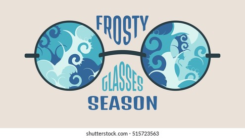 Frosty Glasses and Relative Text. Winter season quote