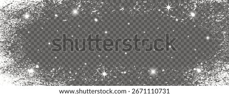 Frosty ice border. Frozen window frame template with ice textures for holiday