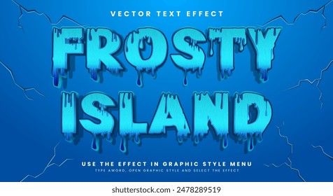 Frosty Island editable text effect template with ice style background