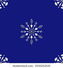 Frostige Mitternacht Schneeflocke Dunkelblauer Hintergrund Winterthema
