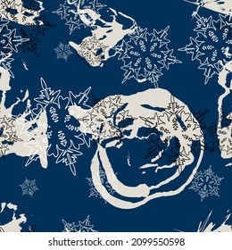 Frosty pattern seamless pattern. Snow pattern on a dark background. Winter background.Vector illustration.