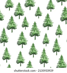 frosty pattern. watercolor trees and pines. taiga and north. cold and fresh. frost and ice. greens in the icy wilderness. refreshing background, Christmas tree seamless pattern. 