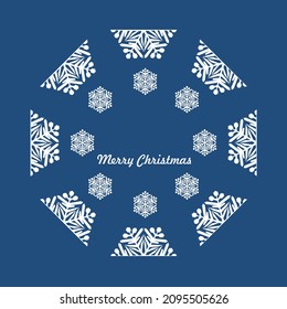 Frosty pattern of white hexagonal snowflakes. Merry Christmas