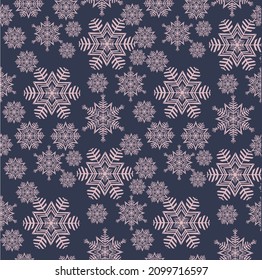 Frosty rhythmic geometric pattern of hexagonal snowflakes