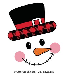 Rosto de boneco de neve gelado com padrão de férias ilustração vetor isolado