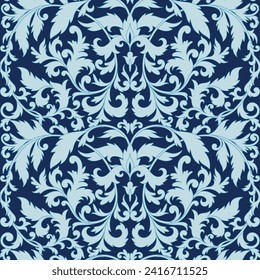 Frosty swirls, seamless baroque pattern, rich swirl pattern