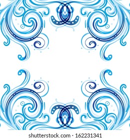 Frosty window. Christmas ornate background. Vector illustration. 