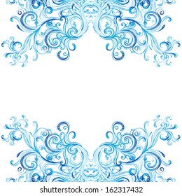 Frosty window. Christmas ornate background. Vector illustration. 