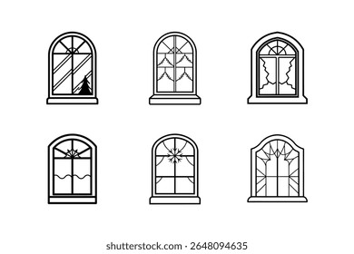 Icono de ventana escarchada Ilustración vectorial de arte de línea
