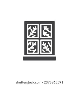 Frosty Windows vector icon. filled flat sign for mobile concept and web design. Winter windows with frost glyph icon. Symbol, logo illustration. Vector graphics