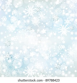 Fondo de invierno escarpado, copos de nieve y luces aptas para folletos, tarjetas de felicitación o volantes sobre la ilustración vectorial de Navidad