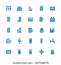 froth icon set. Collection of 25 filled froth icons included Beer keg, Beer tap, Beer, Beers