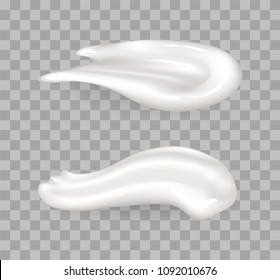 Froth shaving gel set of cream realistic icon vector isolated on transparent background. Mousse tasty whipped product on milk base, vanilla foam