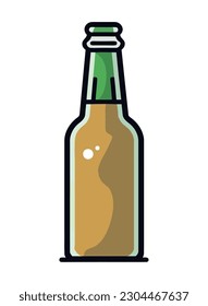 Frothy beer bottle icon with refreshing drop icon isolated