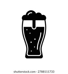 Frothy beer glass icon isolated on white background minimalist design