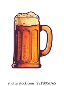 Frothy beer in glass, perfect celebration icon isolated