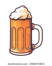 Frothy beer in gold pint glass celebration icon isolated