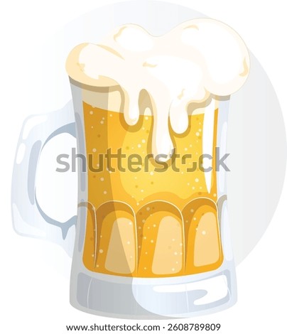 Frothy Beer Mug. Classic Alcoholic Beverage Illustration