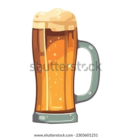 Frothy beer mug over white