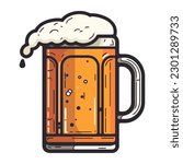 Frothy beer mug symbolizes celebration at brewery icon isolated