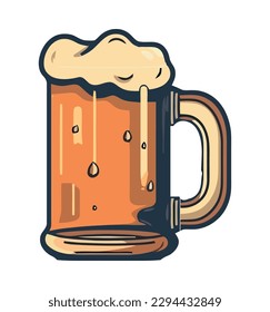 Frothy beer mug symbolizes celebration and refreshment isolated