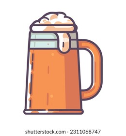 Frothy beer in a pint glass celebration icon isolated