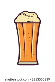 Frothy beer in a pint glass celebration icon isolated