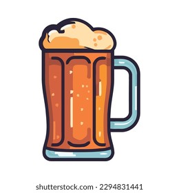 Frothy beer in a pint glass icon isolated