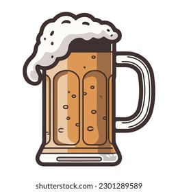 Frothy beer in a pint glass icon isolated