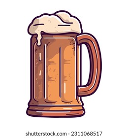 Frothy beer in a pint glass icon isolated