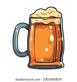 Frothy beer in a pint glass over white