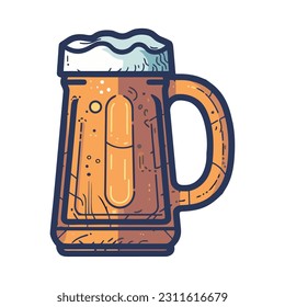 Frothy beer in pint glass, perfect celebration icon isolated