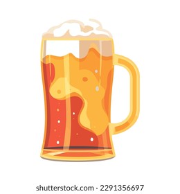 Frothy beer in a yellow pint glass icon isolated