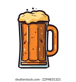 Frothy beer in a yellow pint glass icon isolated